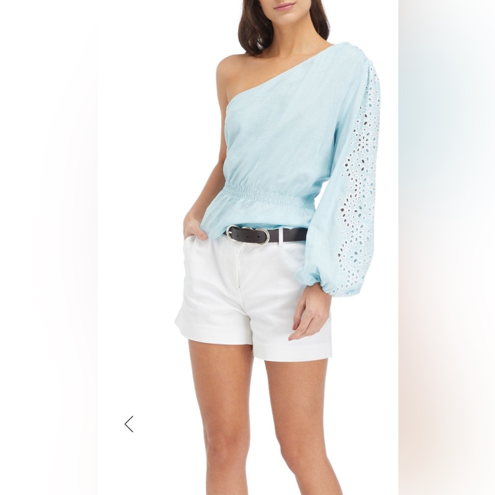 NWT BCBGMAXAZRIA
One-Shoulder Eyelet-Sleeve Top